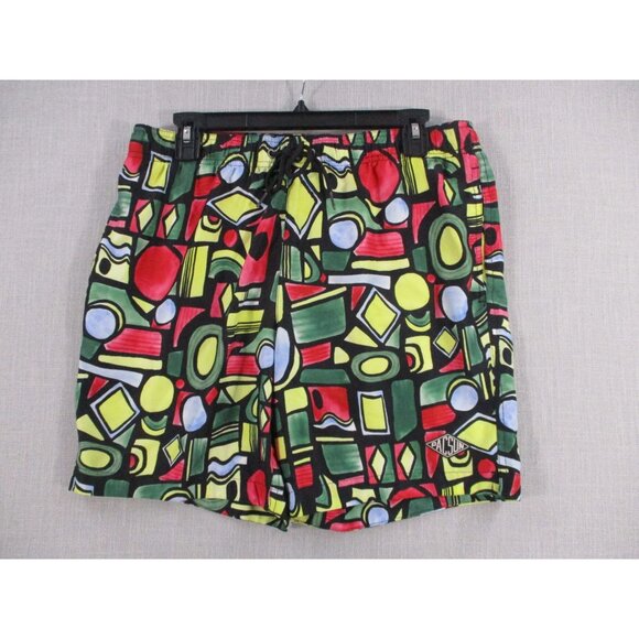PacSun Other - PacSun Mens Geometric Print Swim Shorts Size M Black Multi-Color Elastic Waist‎